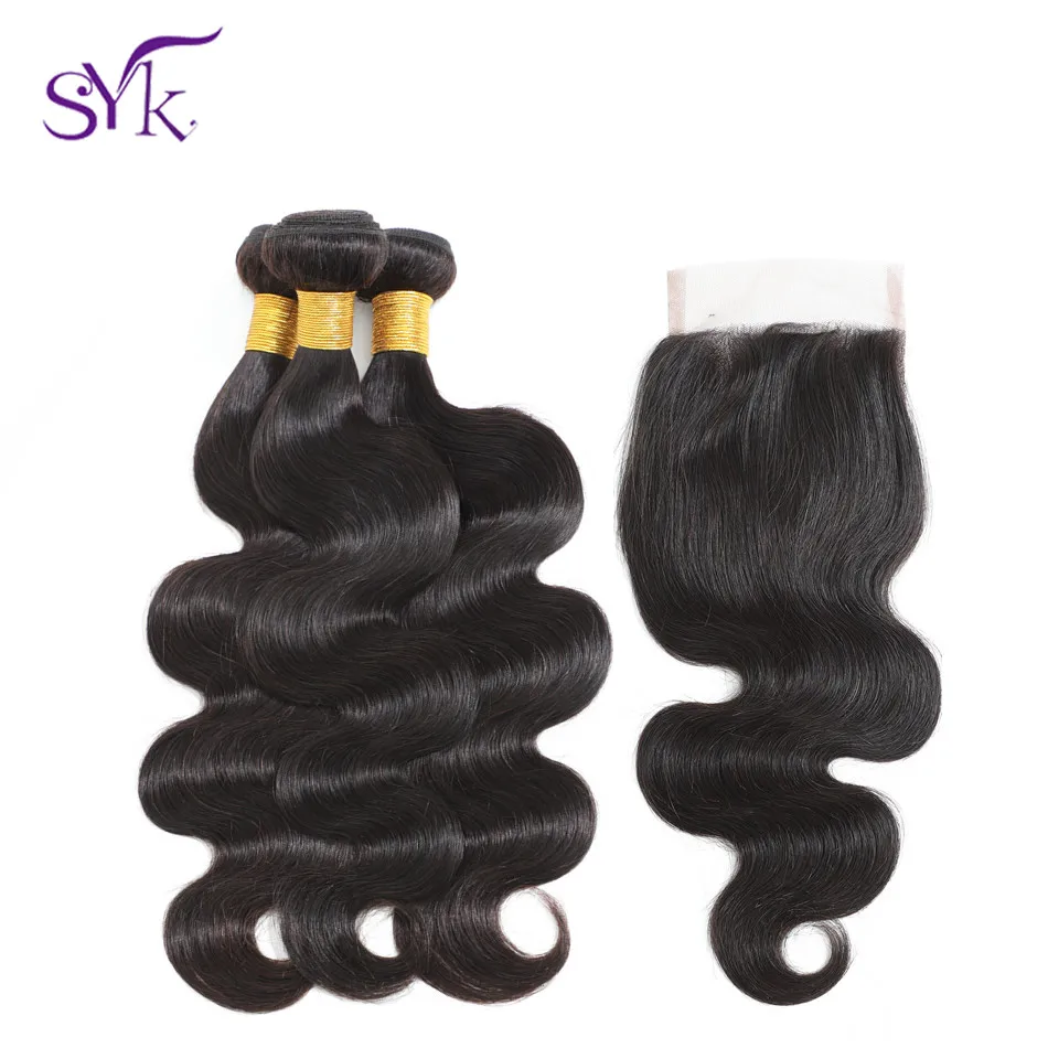 SYK Body Wave 3 Bundles With Closure Peruvian Hair Weave Bundles 100% Non Remy Natural Color Human Hair Bundles With Closure
SYK Body Wave 3 Bundles With Closure Peruvian Hair Weave Bundles 100% Non Remy Natural Color Human Hair Bundles With Closure