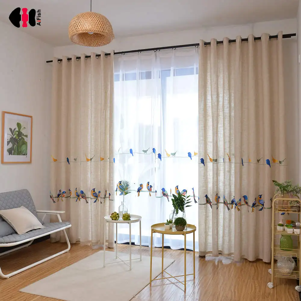Bird Embroidered Curtain for Living Room Pastoral Cotton Linen Delicate Window Treatment Drapes JS55c
Bird Embroidered Curtain for Living Room Pastoral Cotton Linen Delicate Window Treatment Drapes JS55c