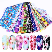 16 יח'\אריזה צבעוני נייל לסכל מדבקות מעורב פרח סדרת נייל מדבקות העברת נייל ארט מדבקות נייר נייל אמנות קישוטים(China)