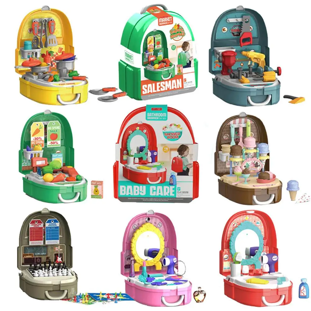 Portable Pretend Play Toy Plastic Kids Pretend Play Kitchen Makeup Tool Set with Backpack Development Children Kids Gift Toy
Portable Pretend Play Toy Plastic Kids Pretend Play Kitchen Makeup Tool Set with Backpack Development Children Kids Gift Toy