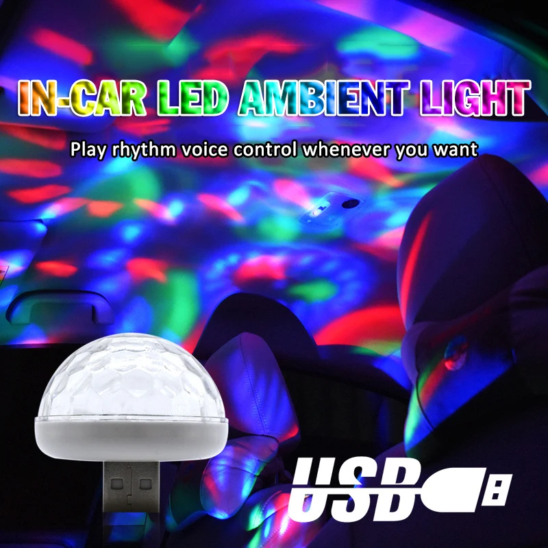 Фонасветильник для интерьера автомобиля USB RGB светильник подключи и играй