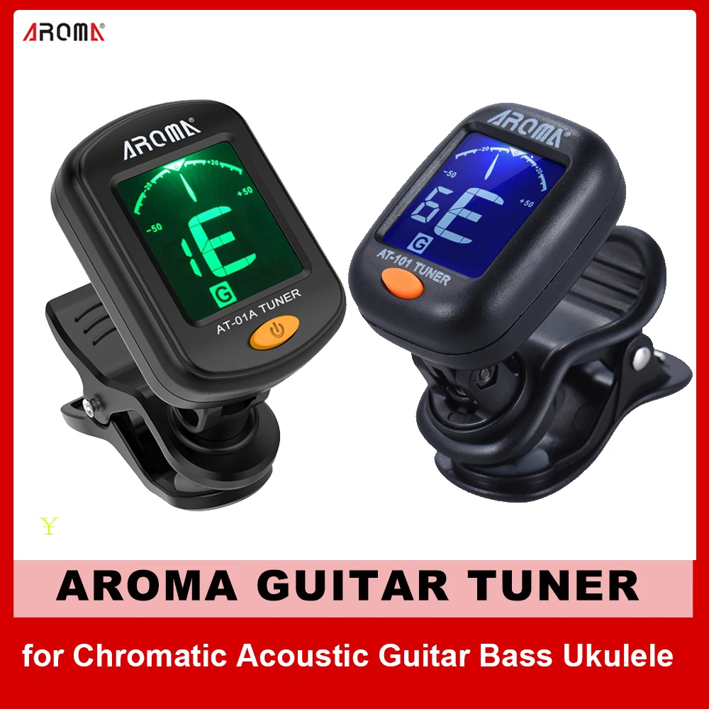AROMA AT-01A / AT101 Rotatable Clip-on Guitar Tuner LCD Display for Chromatic Guitar Bass Ukulele Violin Guitar Accessories
AROMA AT-01A / AT101 Rotatable Clip-on Guitar Tuner LCD Display for Chromatic Guitar Bass Ukulele Violin Guitar Accessories