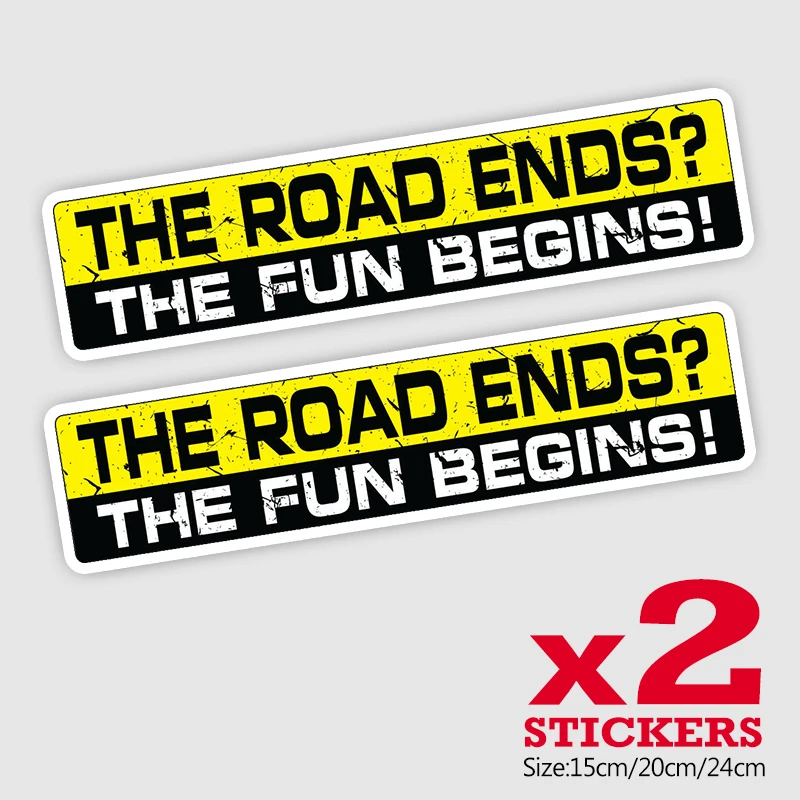 CK21878# 2 Pieces/Pack PVC Decal THE ROAD ENDS THE FUN BEGINS Car Sticker Waterproof Auto Decors on Bumper Rear Window
CK21878# 2 Pieces/Pack PVC Decal THE ROAD ENDS THE FUN BEGINS Car Sticker Waterproof Auto Decors on Bumper Rear Window