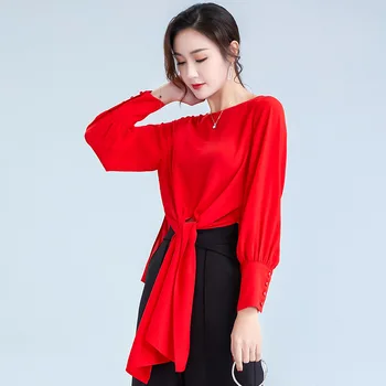 2020 Women's irregular solid color medium and long chiffon shirt round collar without elastic long sleeve loose top women's
2020 Women's irregular solid color medium and long chiffon shirt round collar without elastic long sleeve loose top women's