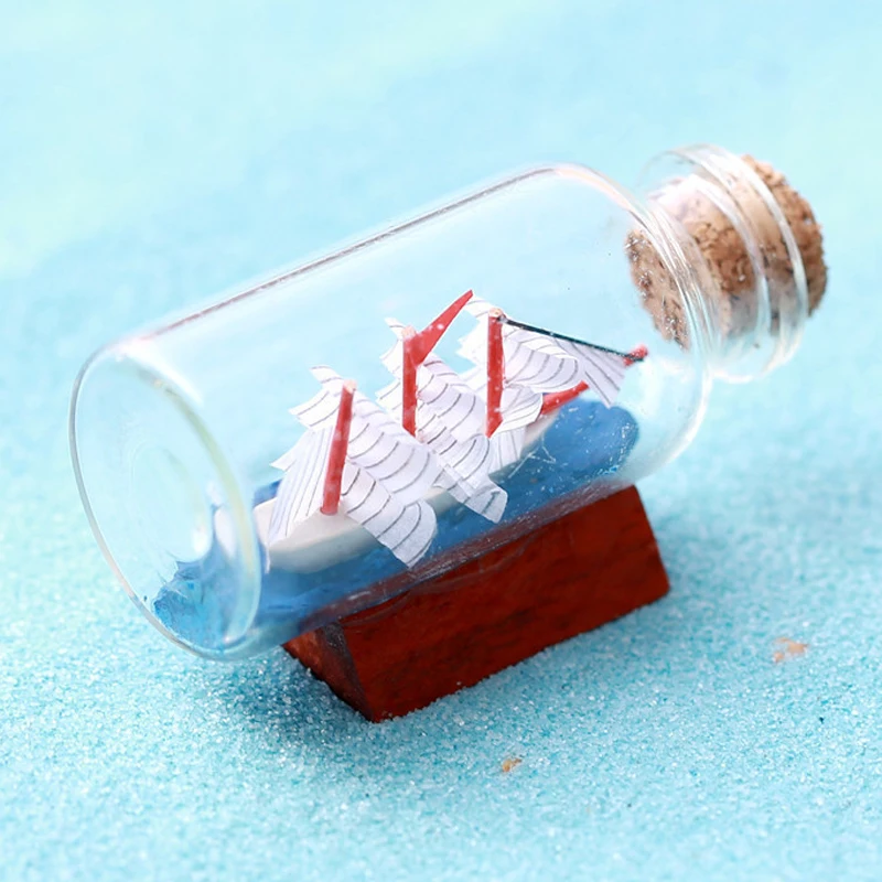 Mini Garden Glass Figurines Miniatures Drift Bottle DIY Home Decoration Mediterranean Model Sailing Boat Bottles Resin Charms Mini Garden Glass Figurines Miniatures Drift Bottle DIY Home Decoration Mediterranean Model Sailing Boat Bottles Resin Charms