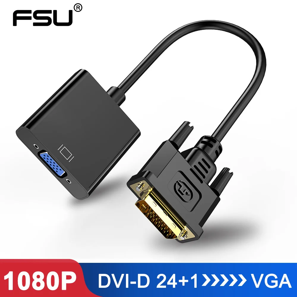 Адаптер DVI Male-VGA Female Full HD 1080P DVI-D-VGA адаптер 24 + 1 25Pin-15pin кабель конвертер для монитора