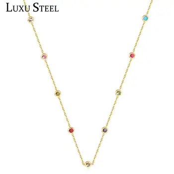 LUXUSTEEL White/Colorful Round Cubic Zironia Pendant Necklaces 57cm+5cm Long Necklaces Extender Sweater Accessories Collares
LUXUSTEEL White/Colorful Round Cubic Zironia Pendant Necklaces 57cm+5cm Long Necklaces Extender Sweater Accessories Collares