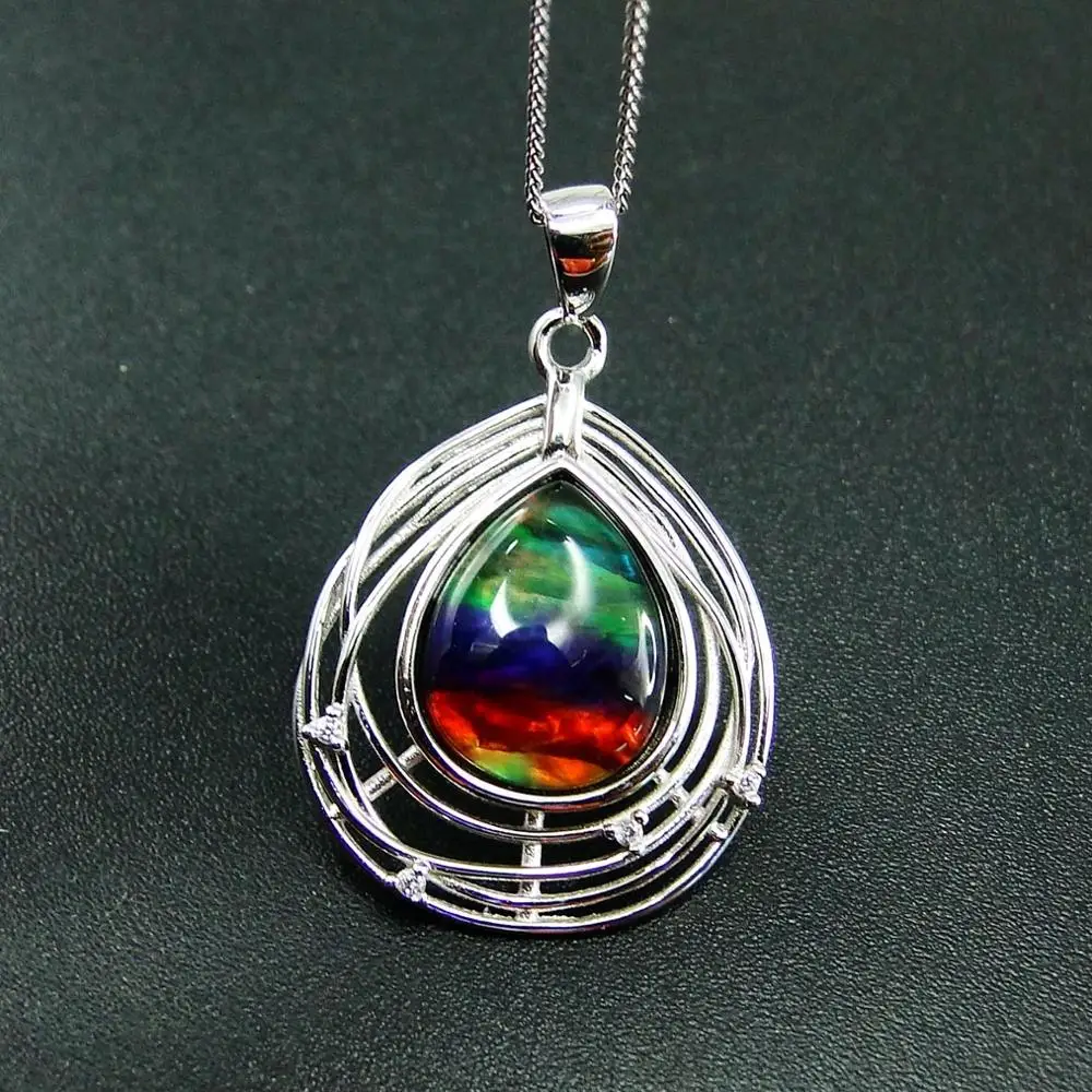 925 Sterling Silver Ammolite Drop Pendant 925 Sterling Silver Natural Multi Color MOP Ammolite Pendant Necklace For Gift
925 Sterling Silver Ammolite Drop Pendant 925 Sterling Silver Natural Multi Color MOP Ammolite Pendant Necklace For Gift