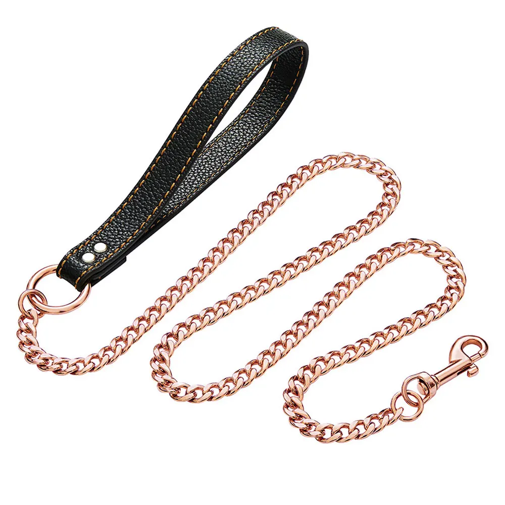 3ft 4ft Rose Gold Dog Leash for Large Dogs 18K Gold Chew Proof Cool Leash Chain Link for Pet Durable Large with Leather Handle
3ft 4ft Rose Gold Dog Leash for Large Dogs 18K Gold Chew Proof Cool Leash Chain Link for Pet Durable Large with Leather Handle