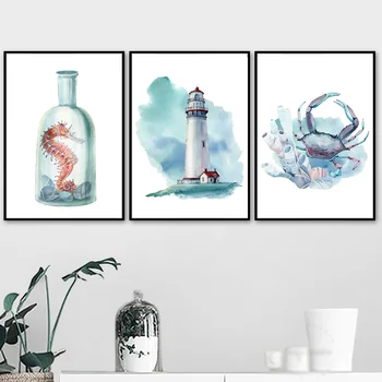 Marine Life Home Decoration Painting Lighthouse Seahorse and Coral In a Glass Bottle Decoration Canvas Painting Crab Wall Poster
Marine Life Home Decoration Painting Lighthouse Seahorse and Coral In a Glass Bottle Decoration Canvas Painting Crab Wall Poster