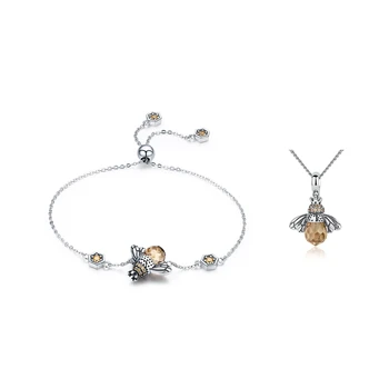2 Pcs Women Jewelry: 1 Pcs Dancing Honey Bee Chain Link Crystal Big Stone Bracelet & 1 Pcs Bee Animal Pendants Necklace
2 Pcs Women Jewelry: 1 Pcs Dancing Honey Bee Chain Link Crystal Big Stone Bracelet & 1 Pcs Bee Animal Pendants Necklace