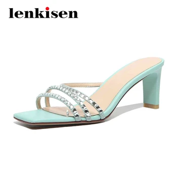 Lenkisen gladiator natural leather high fashion gorgeous dress square toe high strange heels slip on slingback sandals women L18 
Lenkisen gladiator natural leather high fashion gorgeous dress square toe high strange heels slip on slingback sandals women L18