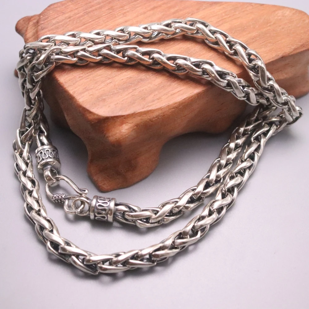 New Pure 925 Sterling Silver Necklace 6.3mm Wheat Link Chain Necklace 21.65" L 
New Pure 925 Sterling Silver Necklace 6.3mm Wheat Link Chain Necklace 21.65" L