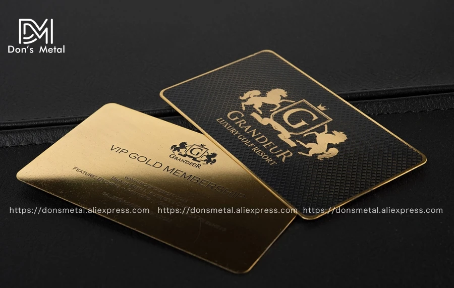 Gold hollow stainless steel business card and black membership card stainless steel metal business card 