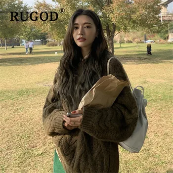 RUGOD Korean chic mohair women's sweater pullovers o neck twist thicken knitted pull loose plus size warm sweater fashion female
RUGOD Korean chic mohair women's sweater pullovers o neck twist thicken knitted pull loose plus size warm sweater fashion female