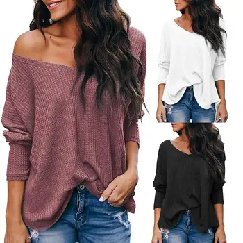 Spring Autumn Sexy Women Off Shoulder Knitted Sweater Deep V Loose Pullover hot
Spring Autumn Sexy Women Off Shoulder Knitted Sweater Deep V Loose Pullover hot