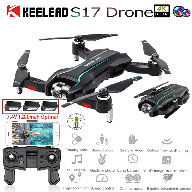 KEELED S17 Drone 4K WIFI FPV Optical Flow Dual Camera Drones Adjustable Wide-Angle Camera Making MV Quadcopter Foldable RC Dron
KEELED S17 Drone 4K WIFI FPV Optical Flow Dual Camera Drones Adjustable Wide-Angle Camera Making MV Quadcopter Foldable RC Dron