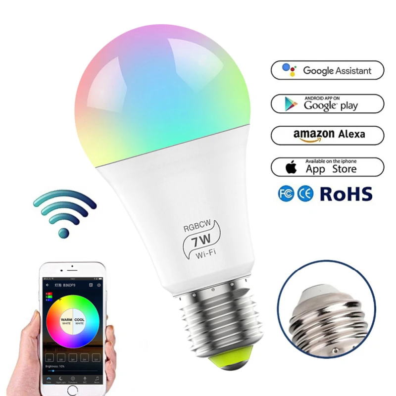 Smart Light Bulb 7w Color Changing Wifi Hue Light E27 RGB LED Bulb Dimmable Alexa Compatible For Alexa Google APP Google
Smart Light Bulb 7w Color Changing Wifi Hue Light E27 RGB LED Bulb Dimmable Alexa Compatible For Alexa Google APP Google