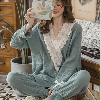 Cotton V-neck Nursing Pajamas Se New Pajamas for Women's Set Fashion Thin Top+Long Pyjamas Loose Sleepwear Suits X079
Cotton V-neck Nursing Pajamas Se New Pajamas for Women's Set Fashion Thin Top+Long Pyjamas Loose Sleepwear Suits X079