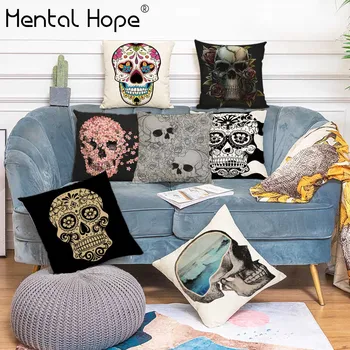 Bone Printed Decorative Cushion Cover Human Skull Pattern Linen Cotton Throw Pillowcase Home Decor Sqare Pillow Cover
Bone Printed Decorative Cushion Cover Human Skull Pattern Linen Cotton Throw Pillowcase Home Decor Sqare Pillow Cover