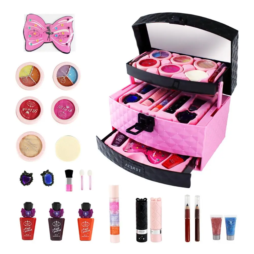 23pcs Children's Fake Cosmetics Toys Tools Set Girl Cosmetics Toys Princess Playing Suits House Backpack Box Gift For Girls 
23pcs Children's Fake Cosmetics Toys Tools Set Girl Cosmetics Toys Princess Playing Suits House Backpack Box Gift For Girls
