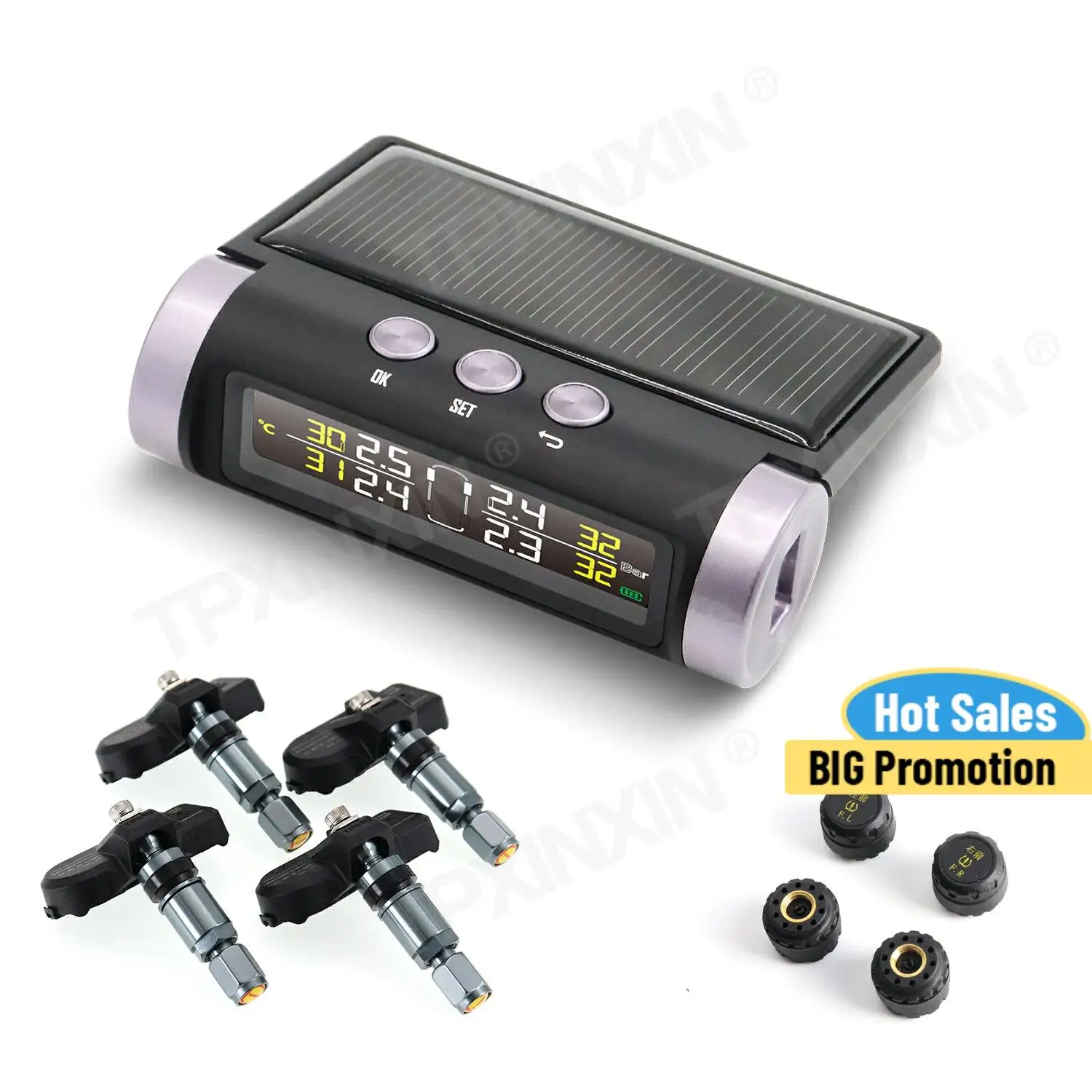 Автомобиль TPMS система контроля давления в шинах Солнечная энергия цифровой ЖК-дисплей для Android Автоматическая охранная сигнализация давление в шинах
Автомобиль TPMS система контроля давления в шинах Солнечная энергия цифровой ЖК-дисплей для Android Автоматическая охранная сигнализация давление в шинах