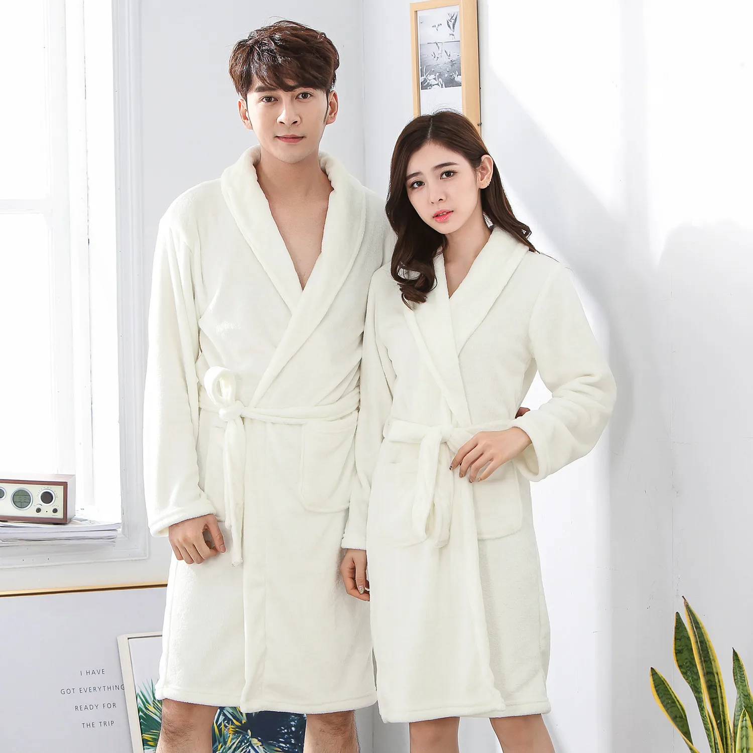 Robe Women&men V-neck Coral Fleece Sleepwear Nightgown Kimono Nightwear Lovers Home Clothing Gown Oversize Home Dress White
Robe Women&men V-neck Coral Fleece Sleepwear Nightgown Kimono Nightwear Lovers Home Clothing Gown Oversize Home Dress White