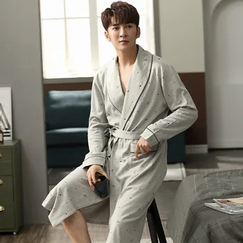 Kimono Hombre Men's Home Robe Autumn Pure Cotton Mid-length Plus Size Bathrobe Traje Conjuntos 3 Style M-3XL Bathrobes for Men 
Kimono Hombre Men's Home Robe Autumn Pure Cotton Mid-length Plus Size Bathrobe Traje Conjuntos 3 Style M-3XL Bathrobes for Men