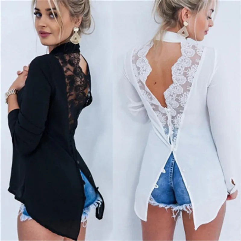 Women Tops Sexy Lace V-Neck Backless Fashion Irregular Chiffon Blouses Turn-Down Collar Elegant Long Sleeve Blouses Female Shirt
Women Tops Sexy Lace V-Neck Backless Fashion Irregular Chiffon Blouses Turn-Down Collar Elegant Long Sleeve Blouses Female Shirt