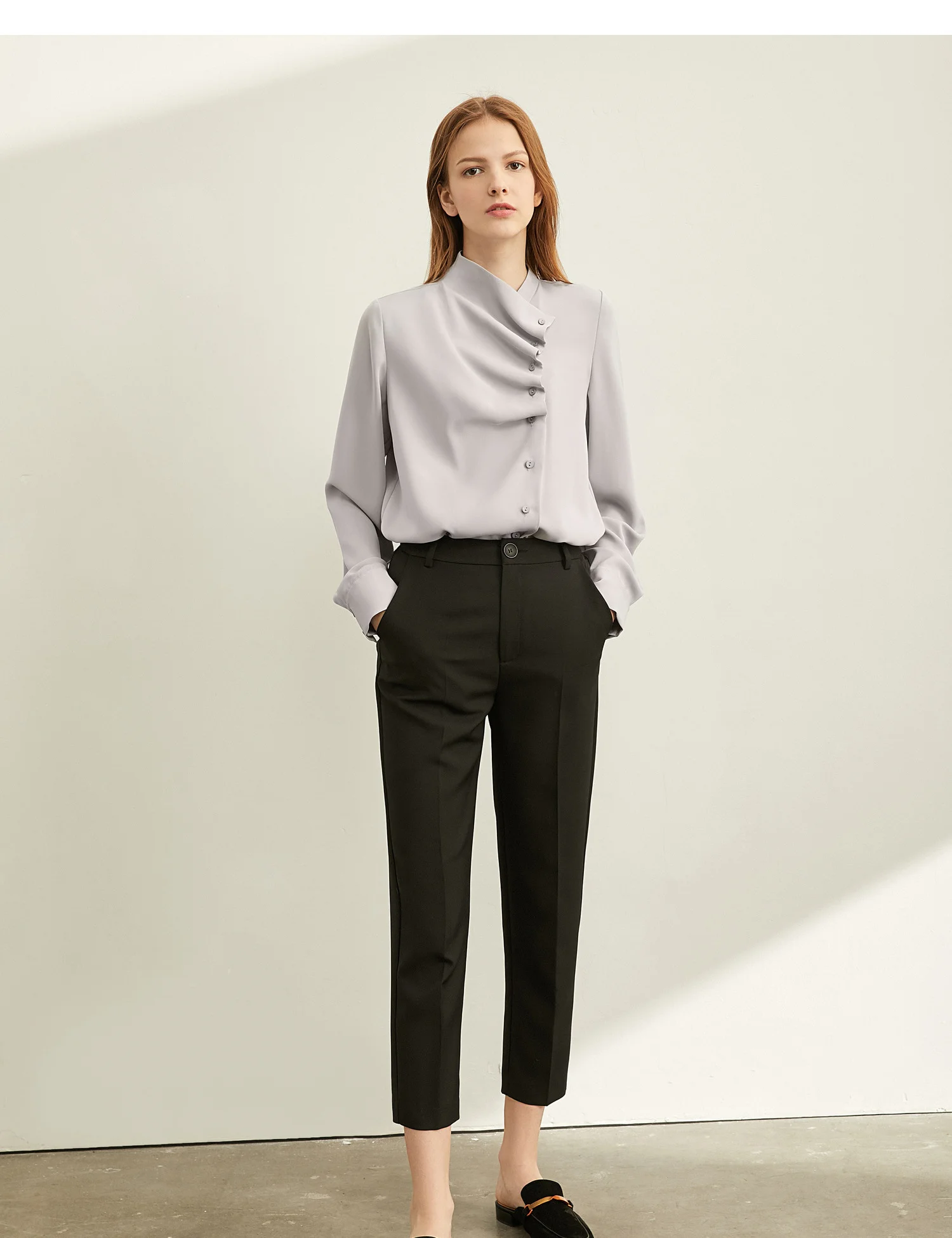 Amii Very Simple and Fairy Professional chic Wind Shirt Fall 2019 New Loose Asymmetric Folded Chiffon Shirt
Amii Very Simple and Fairy Professional chic Wind Shirt Fall 2019 New Loose Asymmetric Folded Chiffon Shirt