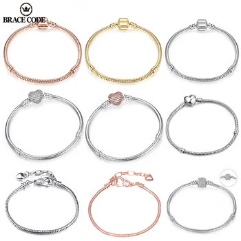 BRACE CODE 2019 High Quality Rose Gold Color Snake Chain Charm Bracelet Fit Original Beads Fine Bracelet Jewelry Gift For Women
BRACE CODE 2019 High Quality Rose Gold Color Snake Chain Charm Bracelet Fit Original Beads Fine Bracelet Jewelry Gift For Women