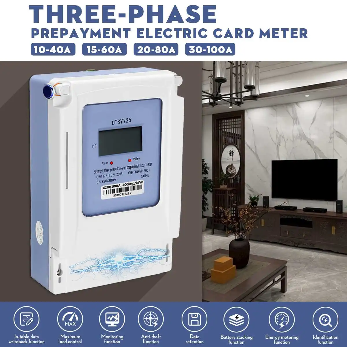 Electric Meter Three-phase Four-wire 3x 220/380V Prepayment Energy Electric Card Meter+Card LCD Digital Display Energy Metering
Electric Meter Three-phase Four-wire 3x 220/380V Prepayment Energy Electric Card Meter+Card LCD Digital Display Energy Metering