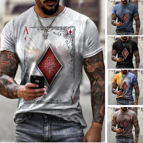 2021 European and American Men's Fashion T-shirts, New Poker Card Printing Men's T-shirt Tops
2021 European and American Men's Fashion T-shirts, New Poker Card Printing Men's T-shirt Tops