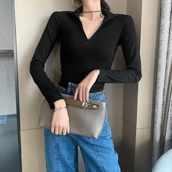 Women T-shirt 2020 Loose Gray Long-sleeved Round Neck T-shirt Female Solid Color Bottoming Black
Women T-shirt 2020 Loose Gray Long-sleeved Round Neck T-shirt Female Solid Color Bottoming Black