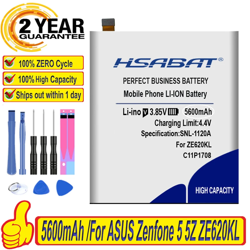 Высококачественный аккумулятор HSABAT 5600 мАч C11P1708 для ASUS Zenfone 5 5Z ZE620KL X00QD ZS620KL Z01RD |