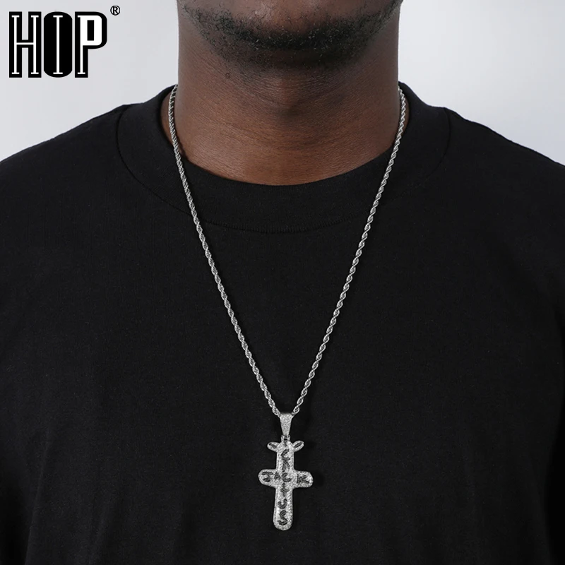 Кактус Джек кулон и ожерелье Iced Out Bling черный кубический цирконий позолота для