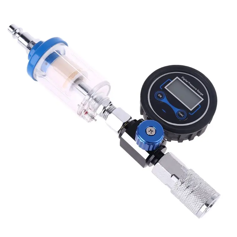 Digital Water Oil Separator Filter 1/4" NPT Inlet & Outlet Air Compressor Fitting with Pressure Regulator for Spray-Gun
Digital Water Oil Separator Filter 1/4" NPT Inlet & Outlet Air Compressor Fitting with Pressure Regulator for Spray-Gun