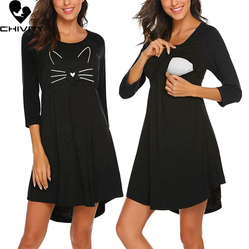 Maternity Dress New 2020 Pregnant Women Long Sleeve O-neck Cat Print Nursing Breastfeeding Dress Maternity Women Dress Vestidos
Maternity Dress New 2020 Pregnant Women Long Sleeve O-neck Cat Print Nursing Breastfeeding Dress Maternity Women Dress Vestidos