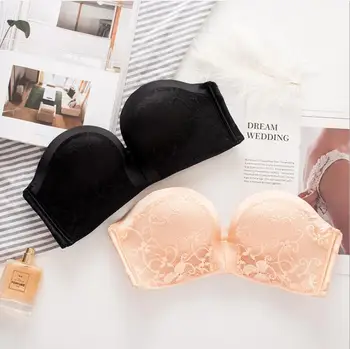 Set one's mind at ease strapless invisible bra gathers anti-slip lace to wipe bosom wedding dress without trace underwear
Set one's mind at ease strapless invisible bra gathers anti-slip lace to wipe bosom wedding dress without trace underwear