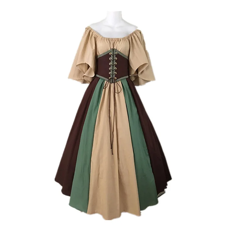 Medieval Oil cloth Long Maxi off shoulder Woman's Retro Dress Renaissance Dresses Europe Gothic Ruffle Skirt Victorian 
Medieval Oil cloth Long Maxi off shoulder Woman's Retro Dress Renaissance Dresses Europe Gothic Ruffle Skirt Victorian