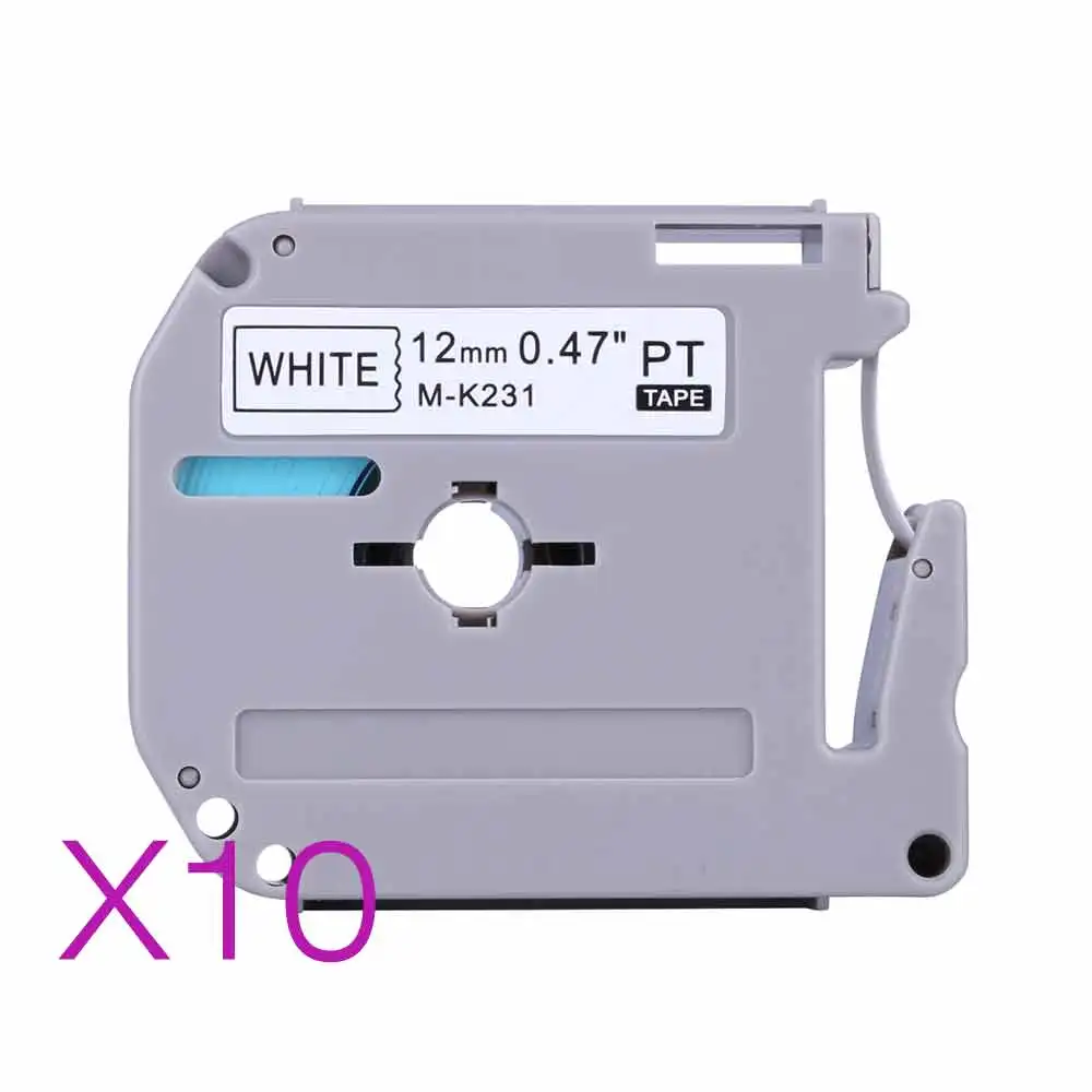 

Compatible brother M-K231 MK231 10 MK 231 MK-231 black on white 12mm laminated strong adhesive label tapes for PT-80 PT-70