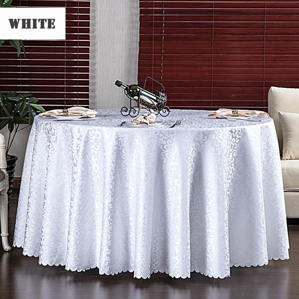 

Wedding Party Favor White Pink Blue 11 Colors Jacquard Tablecloth Round Hotel Restaurant Decor Table Cloth Cover Polyester