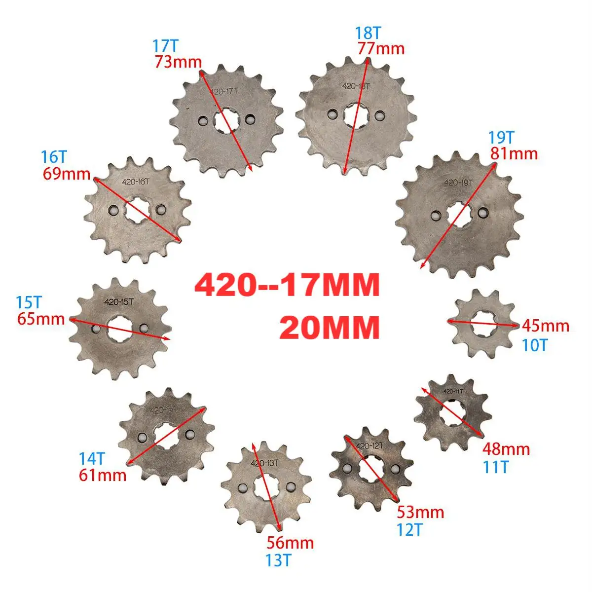 420 Chain 10T/14T/15T/17T19T 17/20MM Front Engine Sprocket Cog Fit Motorcycle ATV Gokart 50cc 70cc 90cc 110c 125cc Pit Dirt Bike
420 Chain 10T/14T/15T/17T19T 17/20MM Front Engine Sprocket Cog Fit Motorcycle ATV Gokart 50cc 70cc 90cc 110c 125cc Pit Dirt Bike