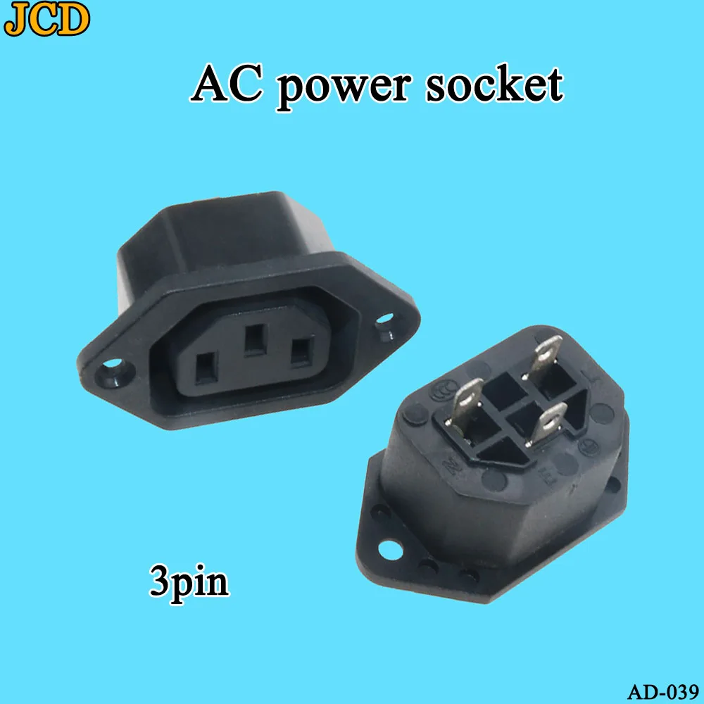 Шасси JCD гнездовой 10 А/250 В 3 контакта 05231 переменного тока IEC C13 C14 Встроенный