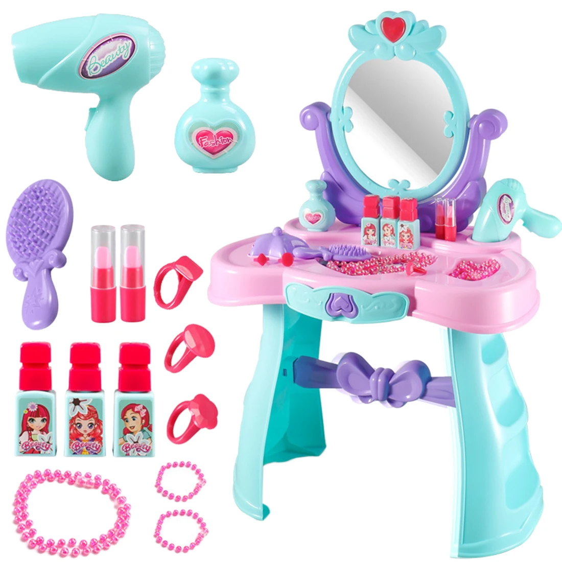 14pcs Children Pretend Dressing Tabel Set Make-up Toy 
14pcs Children Pretend Dressing Tabel Set Make-up Toy