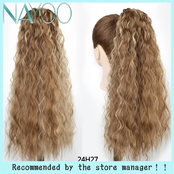 Nayoo Long Corn Wave Synthetic Hair Ponytail Extension Clip in Claw Hair Extensions Dark Brown Magic Paste Hairpieces For Women 
Nayoo Long Corn Wave Synthetic Hair Ponytail Extension Clip in Claw Hair Extensions Dark Brown Magic Paste Hairpieces For Women