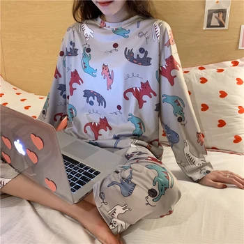 Cotton Pajamas Women Cartoon Long Sleeve Cute Pyjamas Autumn Home Clothes Comfortable Homewear Lounge Sleepwear
Cotton Pajamas Women Cartoon Long Sleeve Cute Pyjamas Autumn Home Clothes Comfortable Homewear Lounge Sleepwear