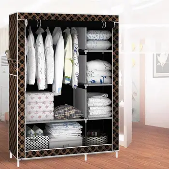 Portable Fabric Wardrobe Closet Dustproof Storage Organizer With Metal Shelves Clothes Storage Rack (Black And Golden)
Portable Fabric Wardrobe Closet Dustproof Storage Organizer With Metal Shelves Clothes Storage Rack (Black And Golden)