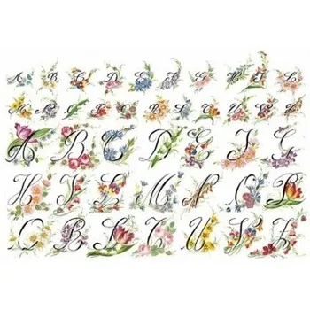 Paper rice for decoupage, sheet size 35x50 cm, flower alphabet 
Paper rice for decoupage, sheet size 35x50 cm, flower alphabet