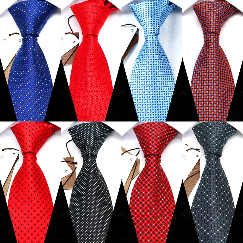 Фото Модные мужские галстуки YISHLINE 8 см Новый Плетеный жаккардовый галстук в горошек
